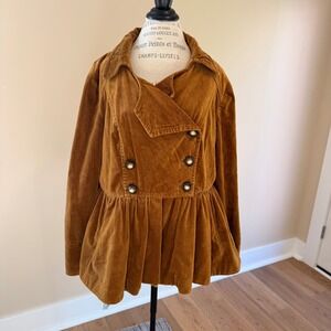 Idra (Anthropologie) Women's Gold Corduroy Double Breasted Lined Coat Size 14